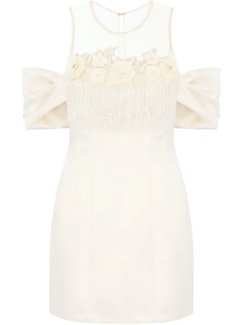 Elisabetta Franchi floral-embroidered satin mini dress