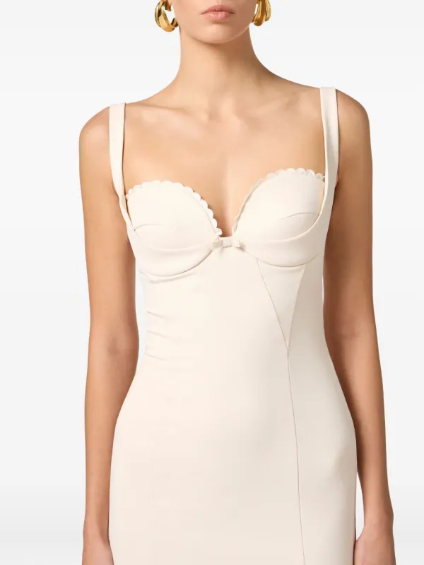 Elisabetta Franchi bustier-neck Midi Dress | Neutrals | FARFETCH