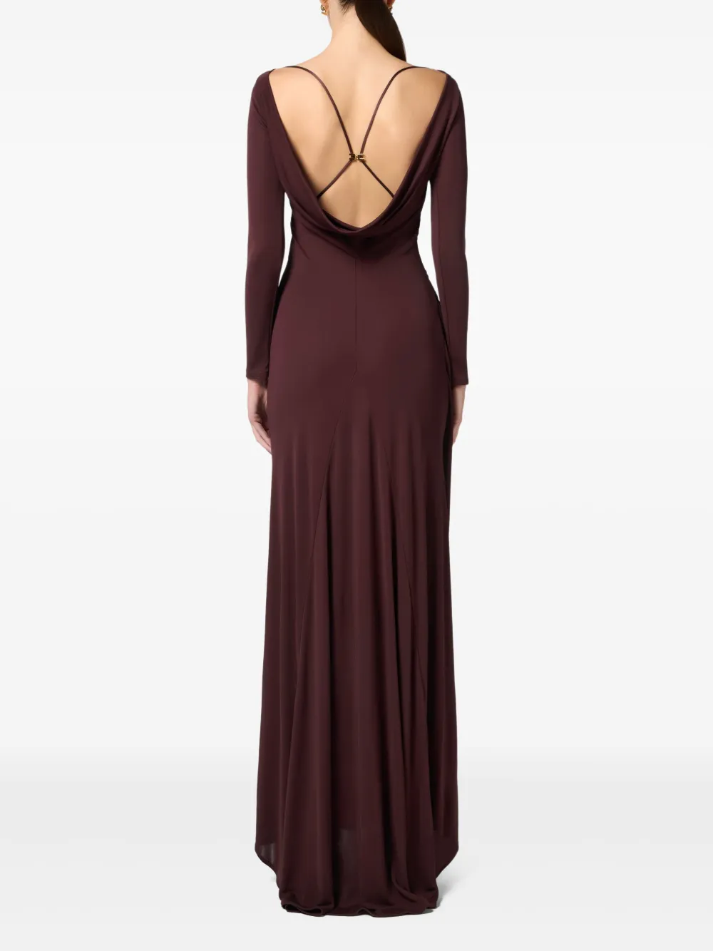 Elisabetta Franchi Gedrapeerde jersey avondjurk Rood