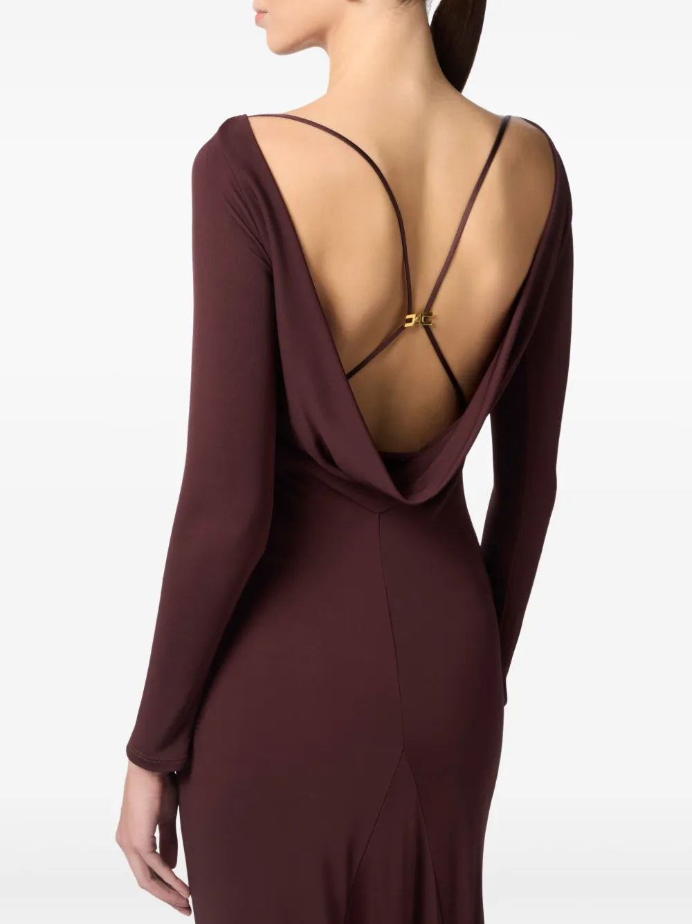 Elisabetta Franchi Gedrapeerde jersey avondjurk Rood