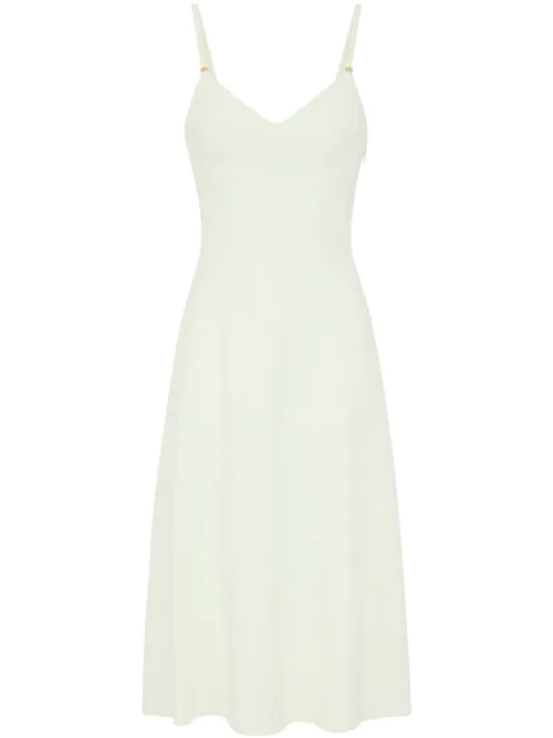 Robe mi-longue en crêpe à détail de laçage - Elisabetta Franchi - Modalova