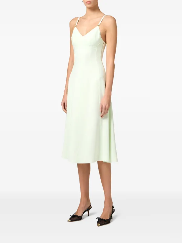 elisabetta franchi green and white dress Elisabetta Franchi White/Green Viscose Polyamide Women Knit Midi Dress