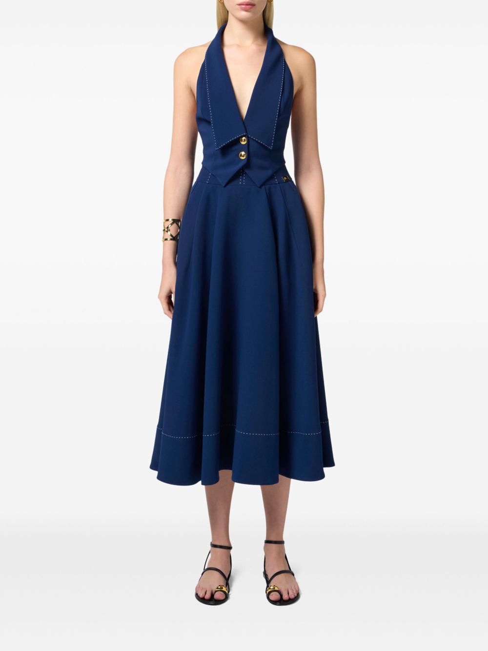 Elisabetta Franchi crêpe flared skirt - Blauw