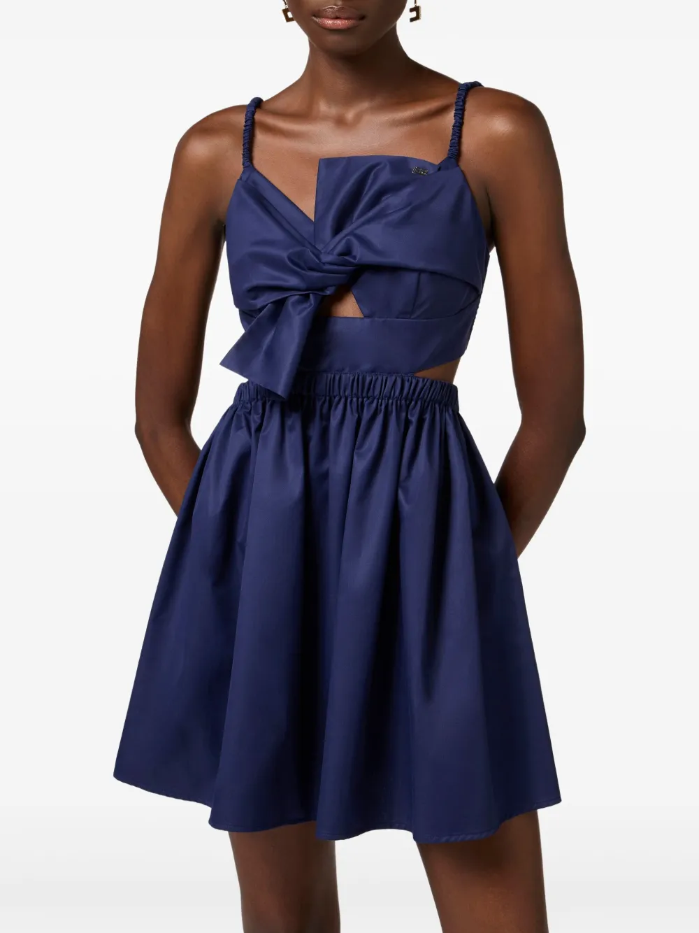 Elisabetta Franchi Popeline jurk verfraaid met strik Blauw