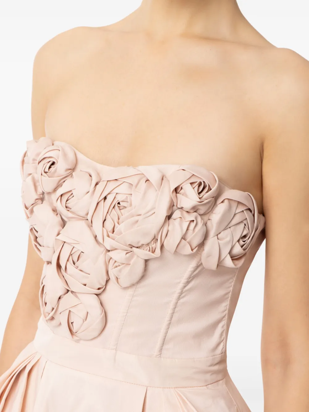 Elisabetta Franchi Gabardine midi-jurk met roosapplicatie Roze