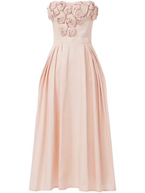 Elisabetta Franchi rose-appliqué gabardine midi dress