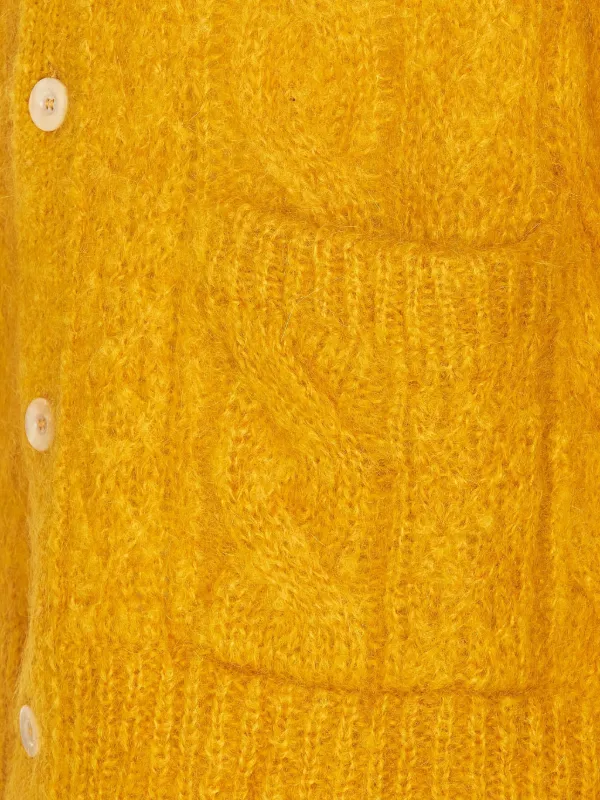【送料&関税込】Valentino Pastel Orange Mohair Blend Cardiga Valentino Garavani mohair-blend Cardigan | Yellow | FARFETCH