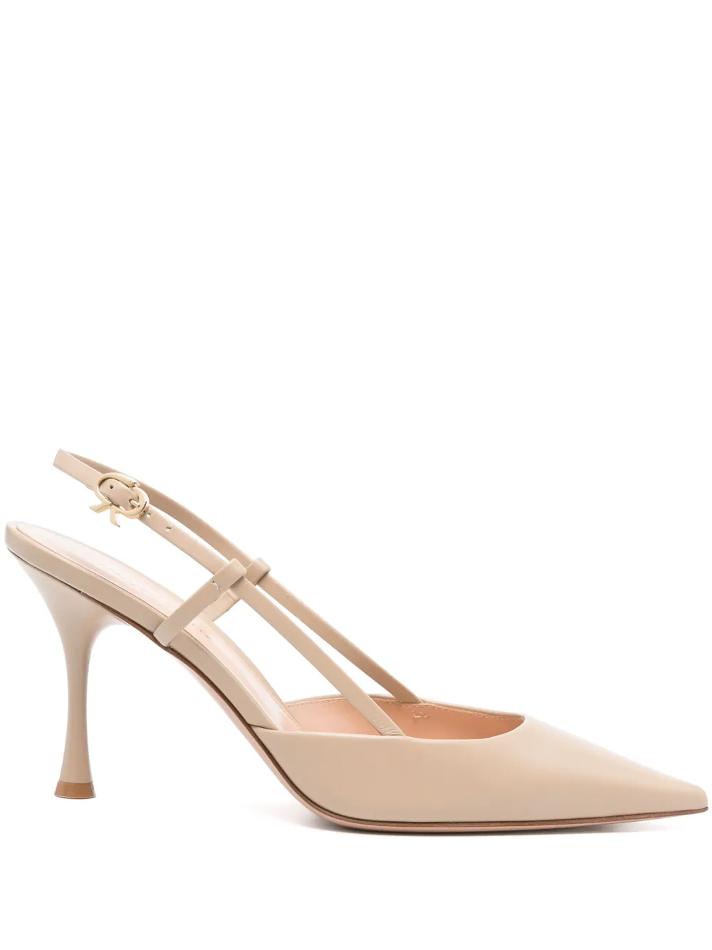 Gianvito Rossi Sandy Calfskin Pumps With Open-back And Hook-and-loop Closure Women In Beige