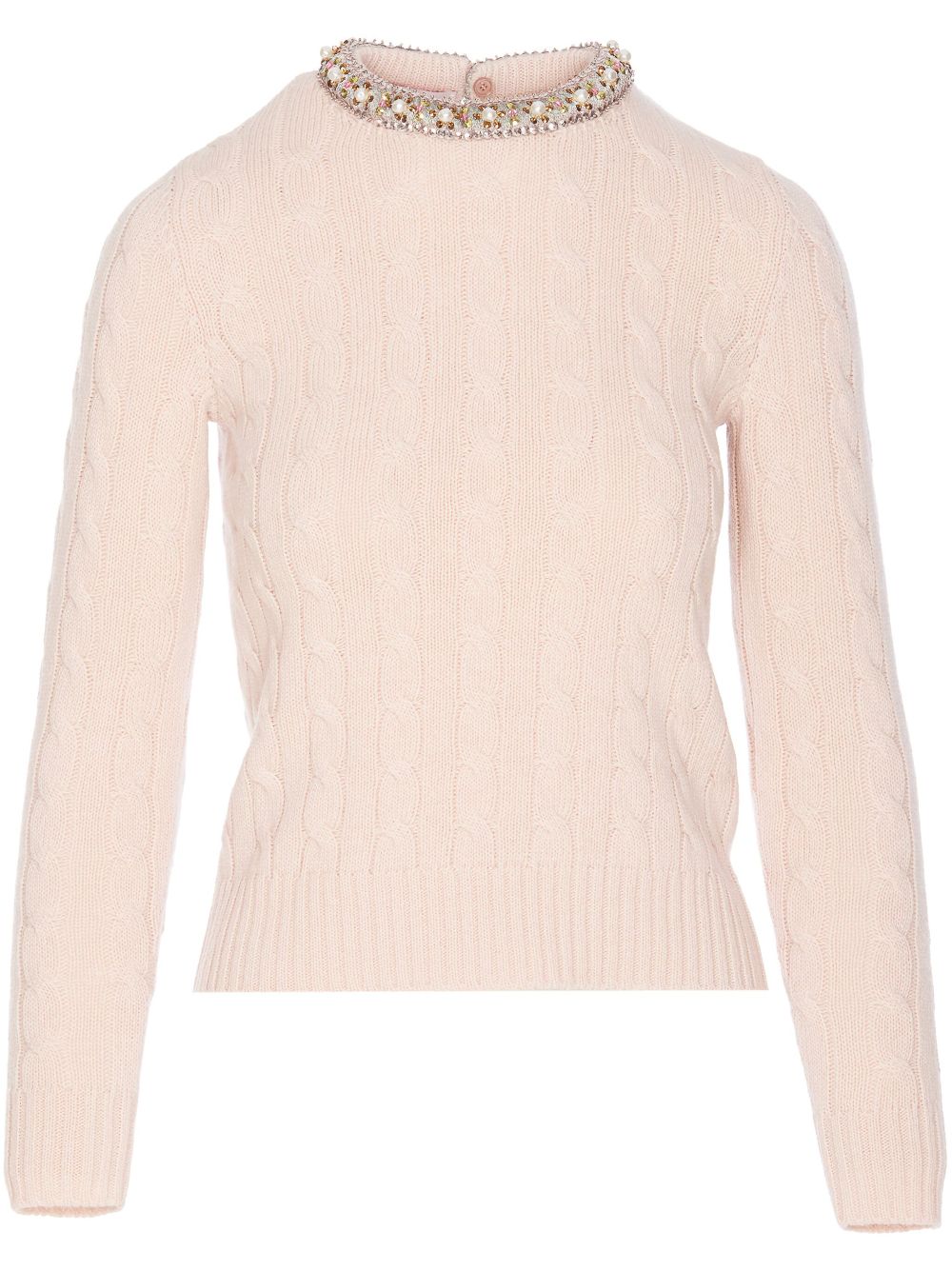 Valentino Garavani cable-knit crew neck jumper - Pink