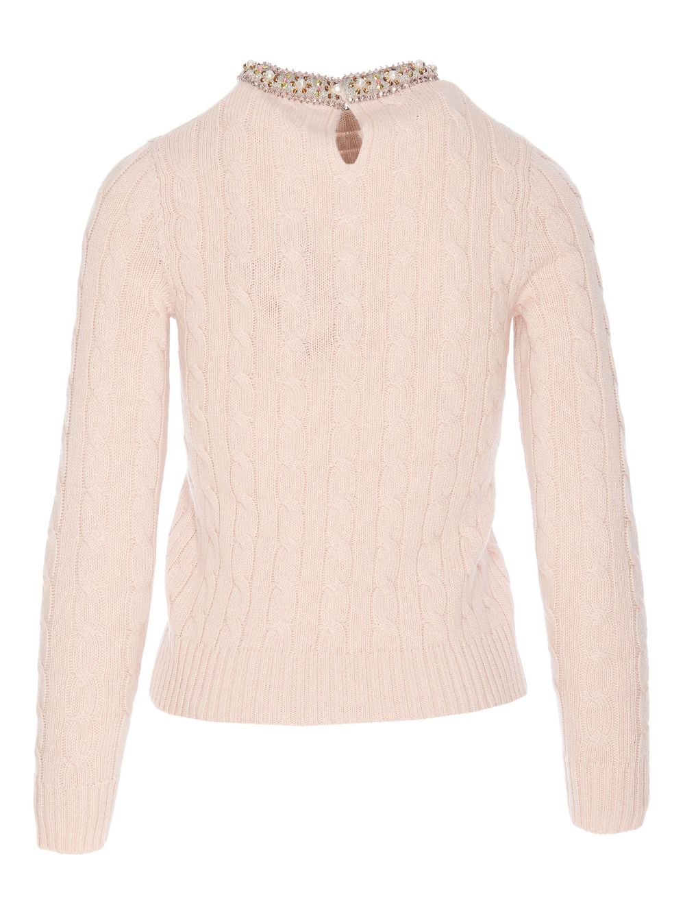 Valentino Garavani cable-knit crew neck jumper - Pink