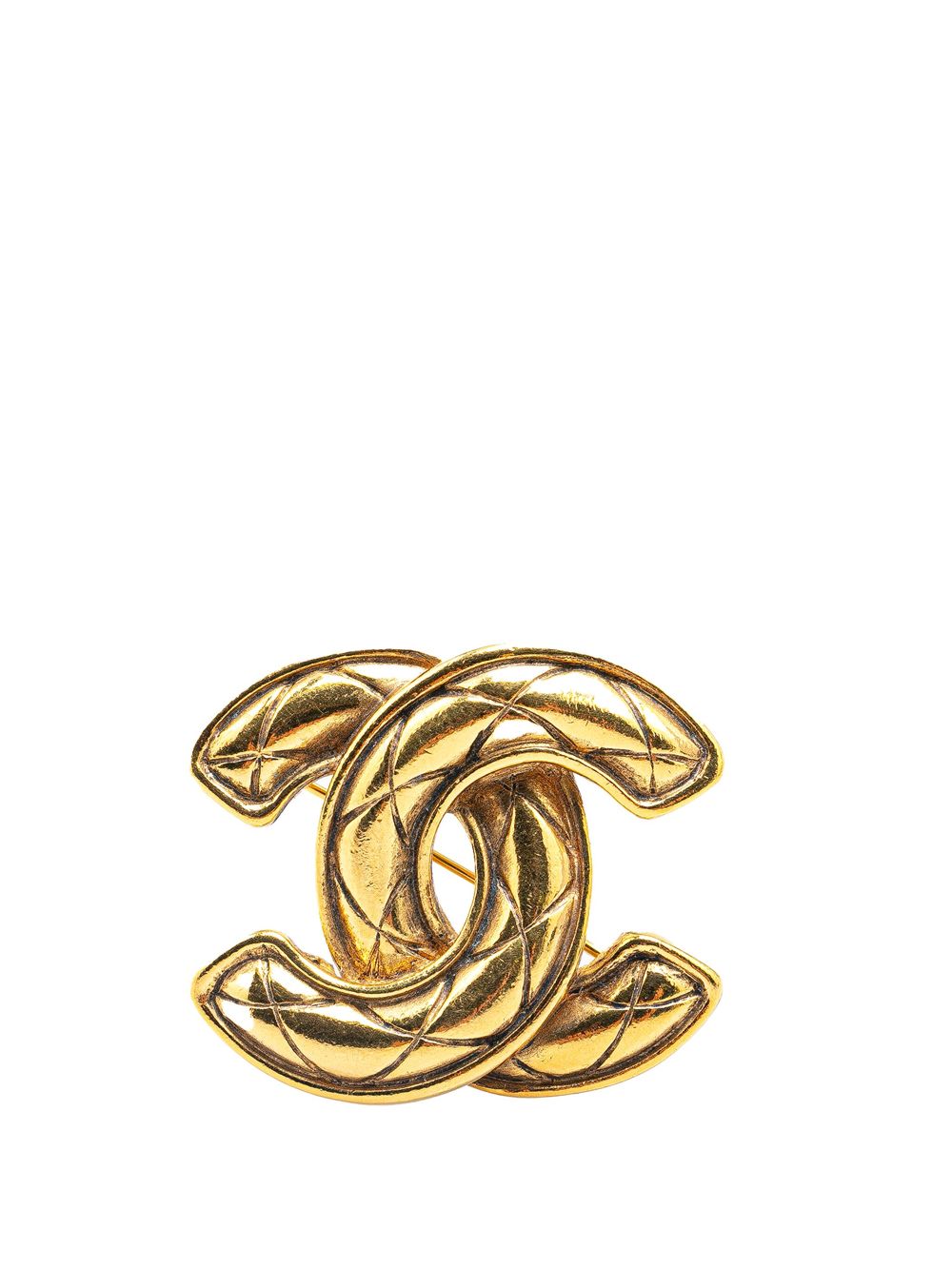 CHANEL Pre-Owned 1970-1980 CC Gold Plated Brooch costume brooch