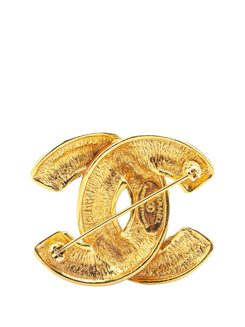 CHANEL Pre-Owned 1970-1980 CC Gold Plated Brooch costume brooch