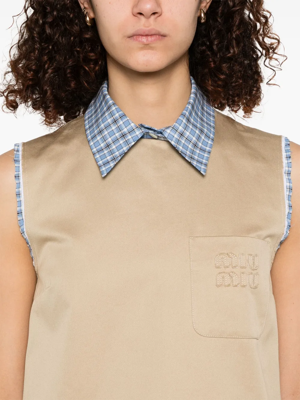 Miu Gelaagde mini-jurk Beige