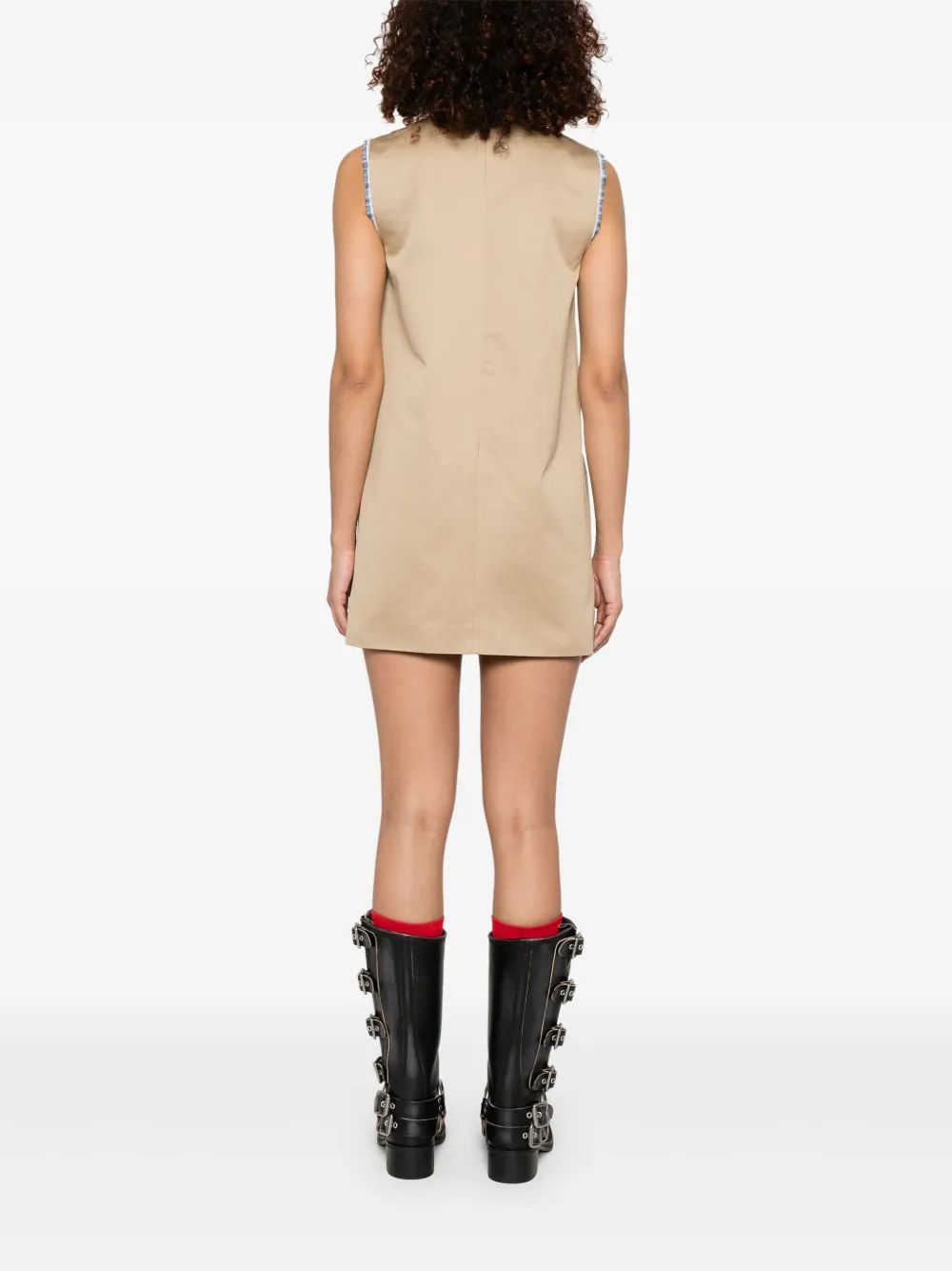 Miu Gelaagde mini-jurk Beige
