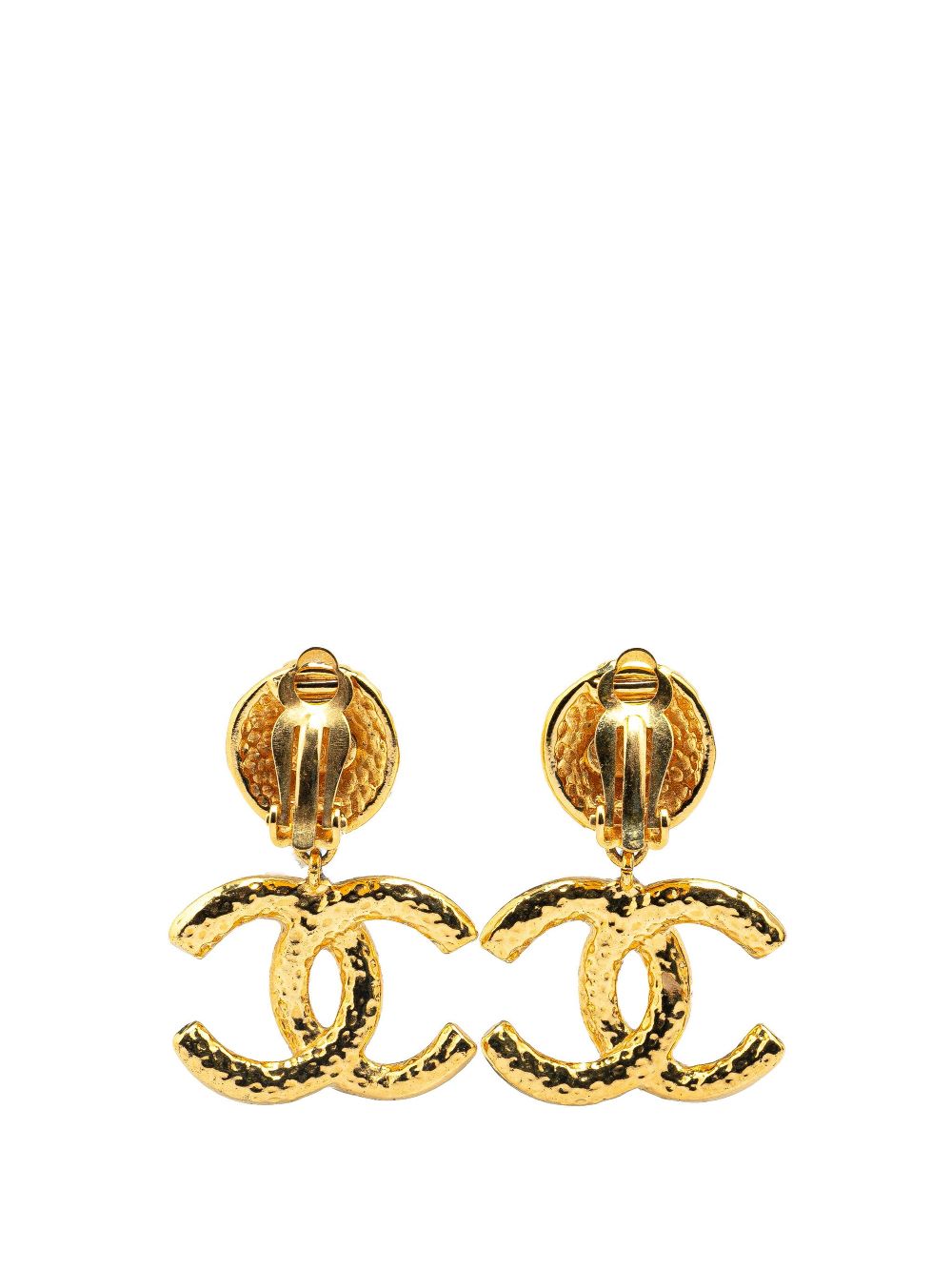 CHANEL Pre-Owned 1995 Gold Plated CC Drop Clip On Earrings costume earrings - Goud