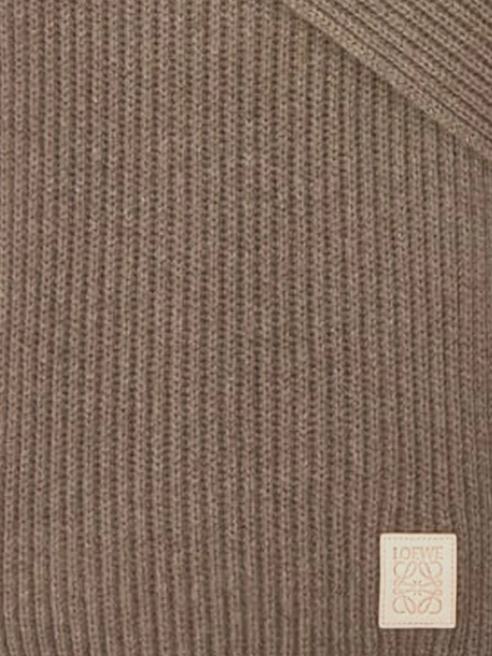 LOEWE Geribbelde sjaal met logoplakkaat - Beige
