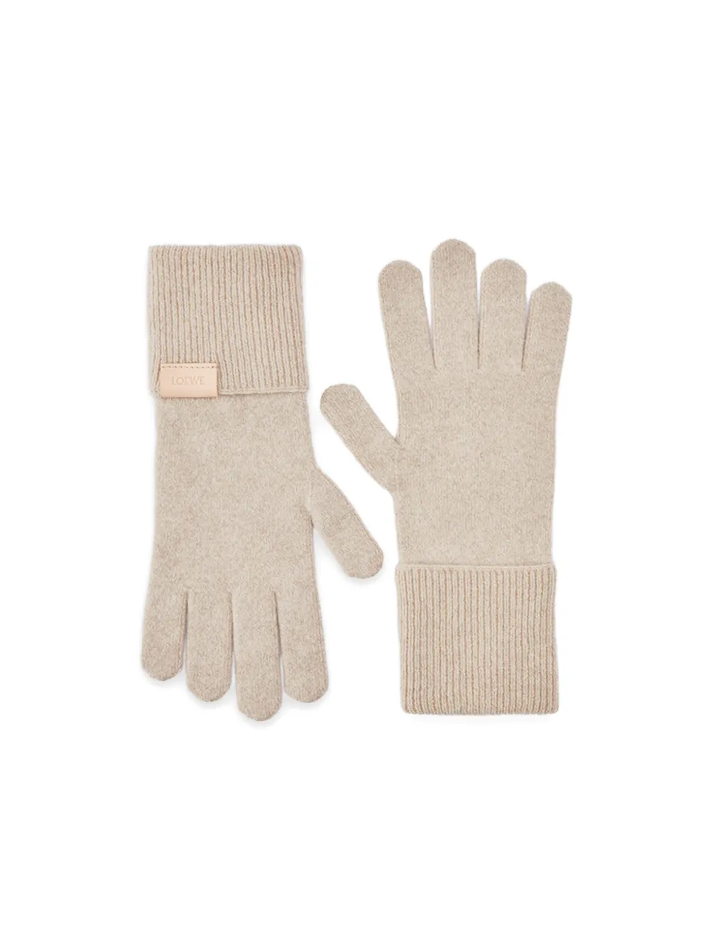Loewe Ribbed-knit Gloves In Neutral