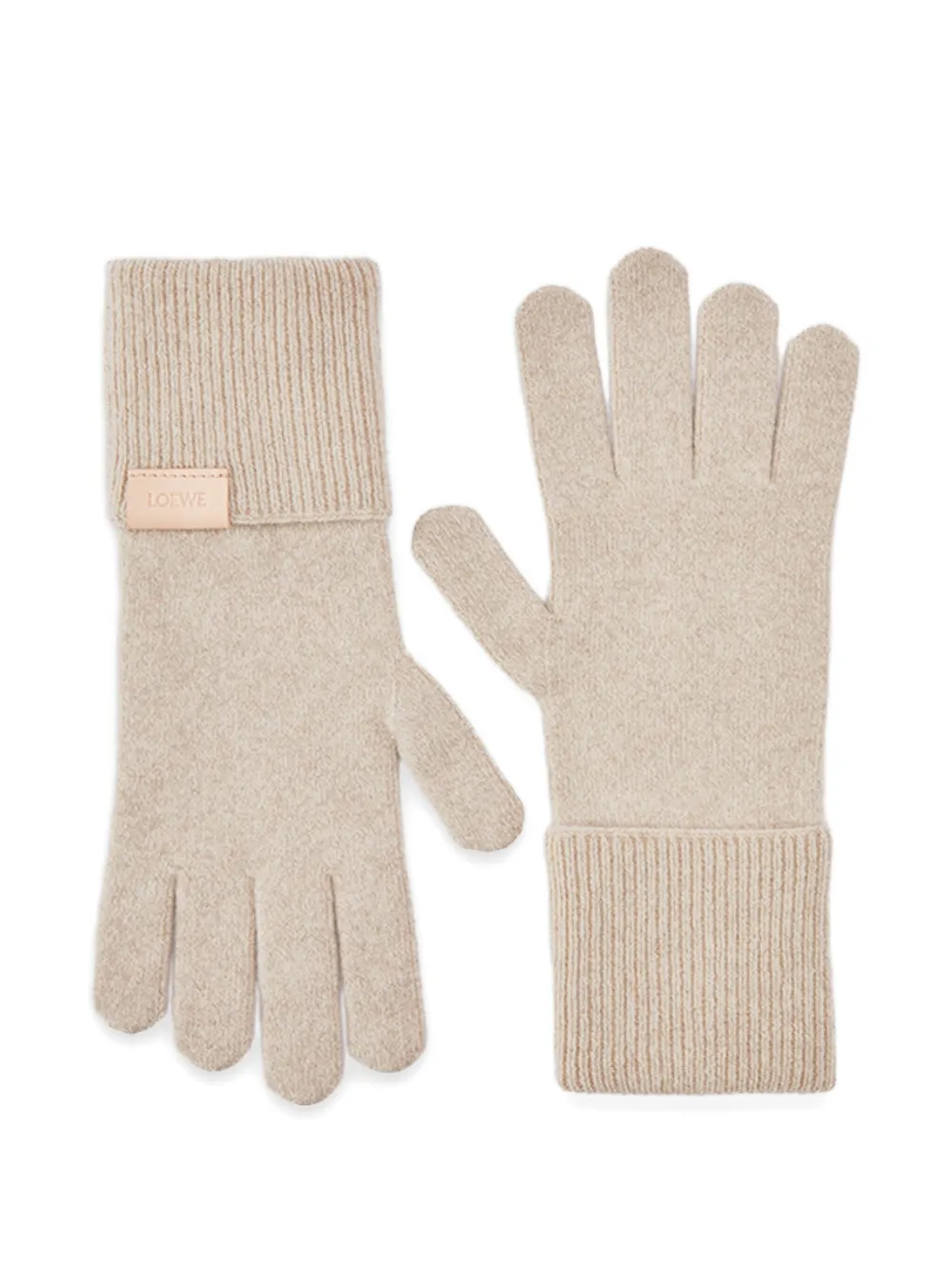 Loewe Ribbed-knit Gloves In Neutral