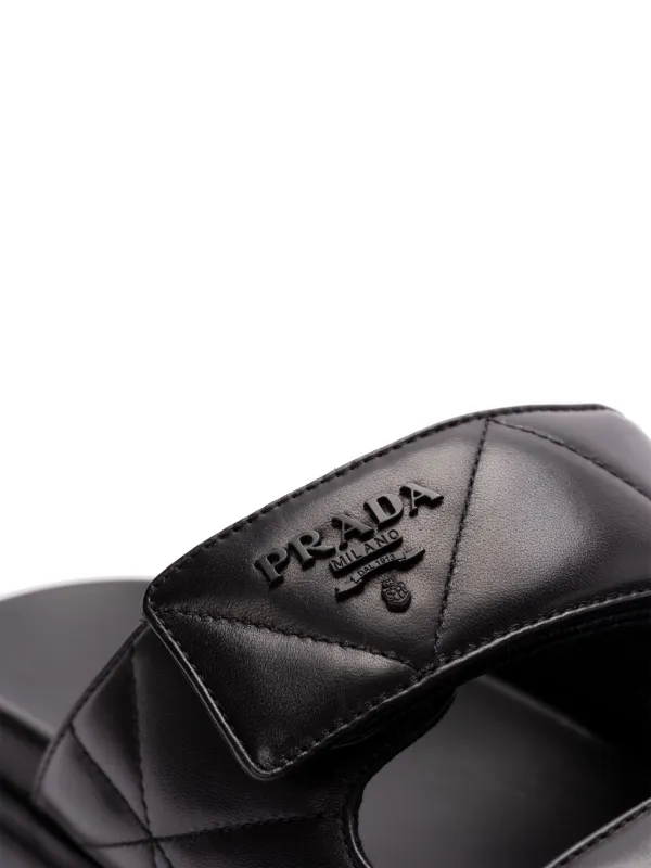 【関税&送料込】Prada Sandalo In Pelle Prada Sandali In Pelle Con Imbottitura | Nero | FARFETCH IT