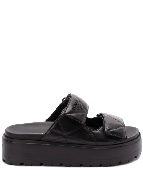 【関税&送料込】Prada Sandalo In Pelle Prada Sandali In Pelle Con Imbottitura | Nero | FARFETCH IT