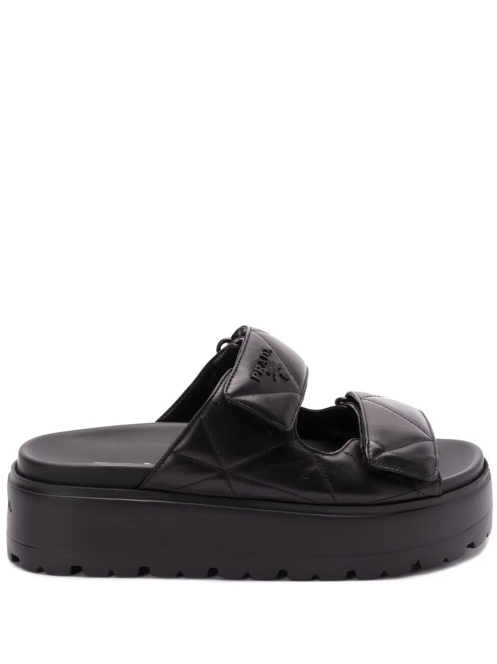 Prada Chunky Platform Sandals With Knot Detail In Black In Black