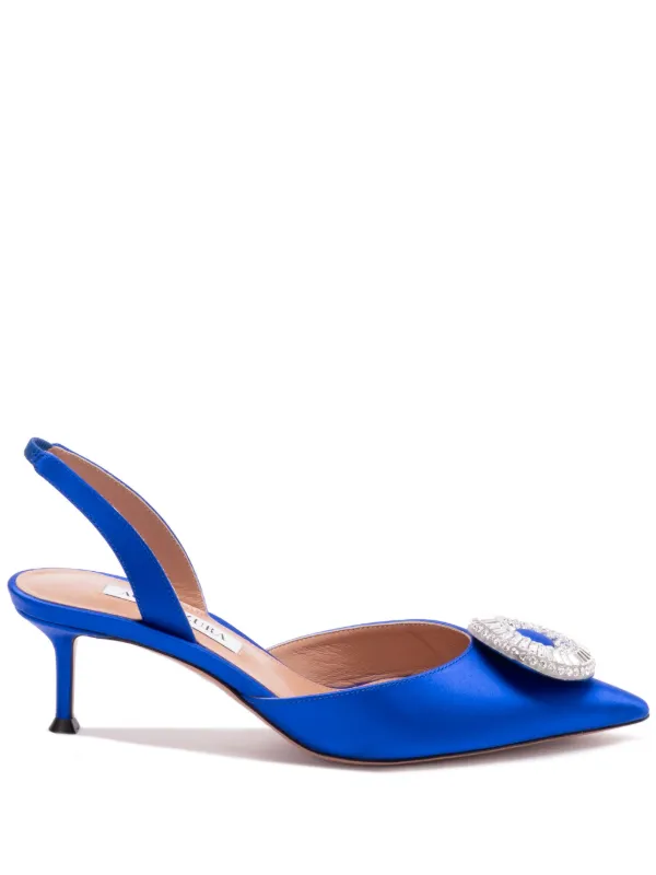Aquazzura 50m Crystal Hoop Sling Pumps in Blue