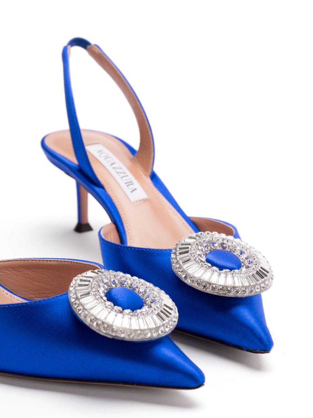 Aquazzura 50m Crystal Hoop Sling pumps Blue