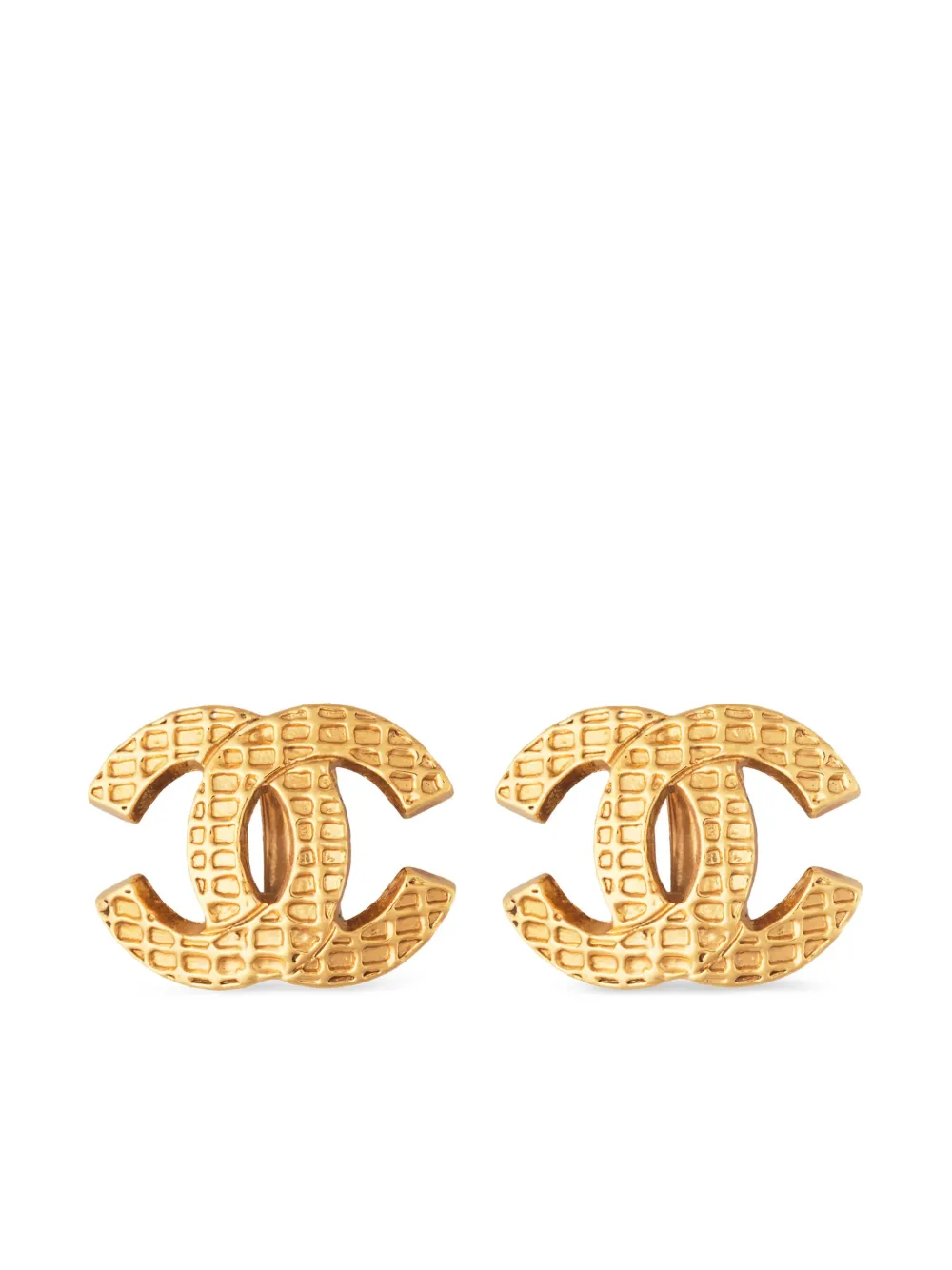 CHANEL Pre-Owned 2000s キルティング イヤリング - ゴールドトーン CHANEL Pre-Owned 2000s キルティング イヤリング - ゴールドトーン