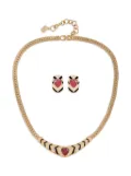 Christian Dior Pre-Owned 1980s crystal-embelished earrings and necklace set - Gold