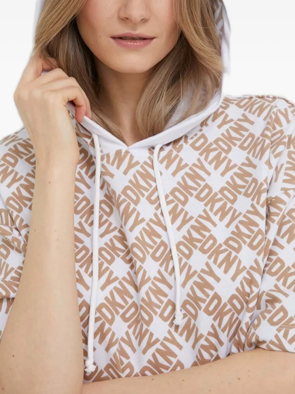 DKNY Hoodie met logoprint Beige