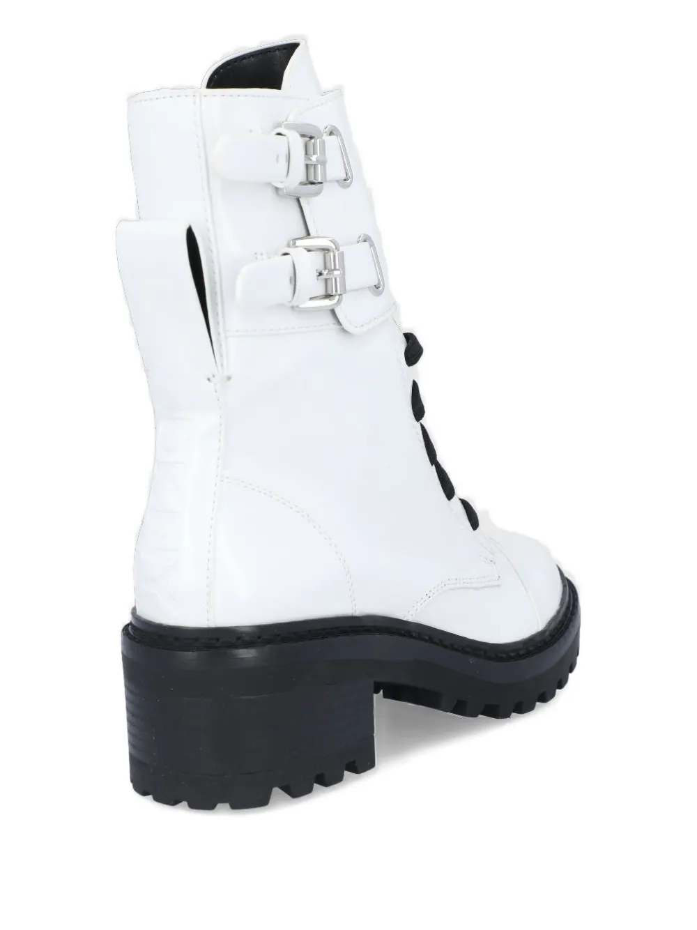 DKNY lace-up buckle boots White