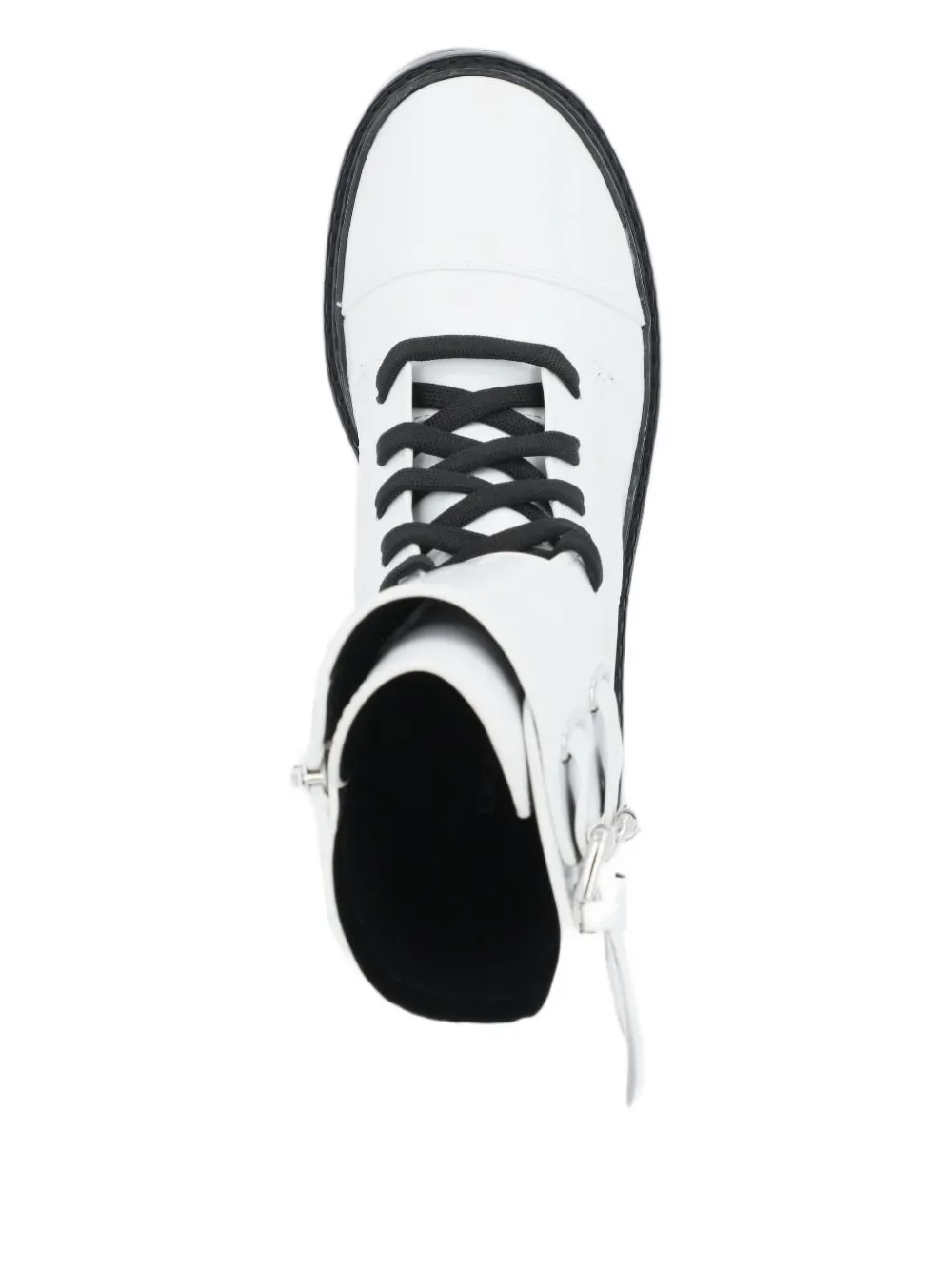 DKNY lace-up buckle boots White