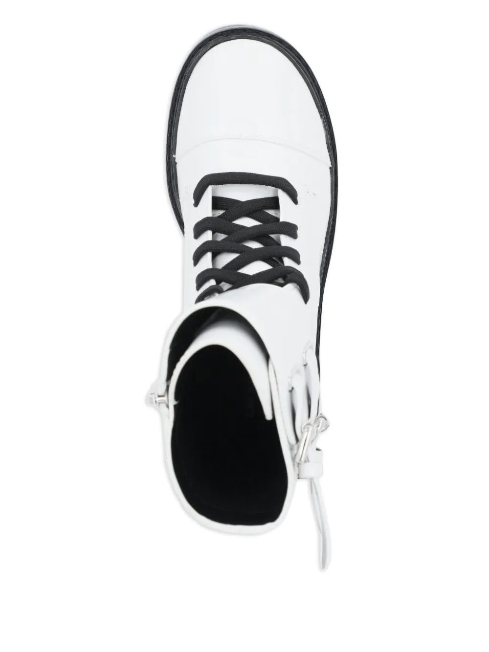DKNY lace-up buckle boots White