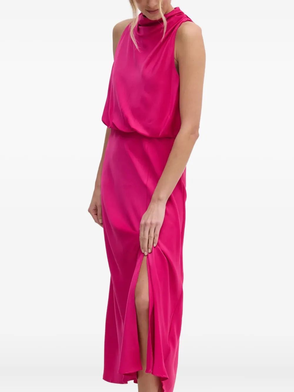 Dkny Cowl-neck Midi Dress In Pink