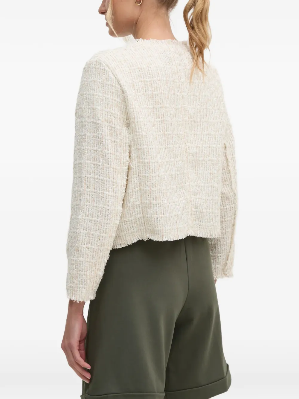DKNY bouclé frayed-edge jacket Beige