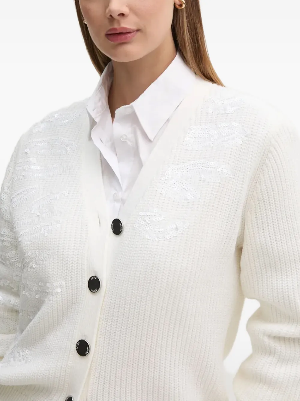 DKNY Vest met pailletten knoop Wit