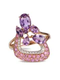 Rewind Vintage Affairs 14kt rose gold sapphire and diamond ring - Pink