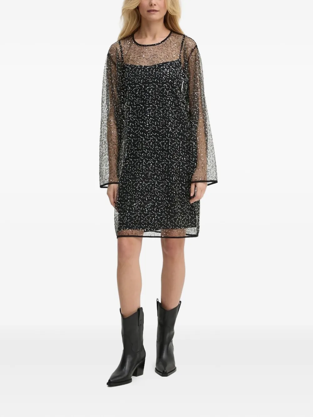 SAMSOE Samally sequin-embellished mini dress Zwart