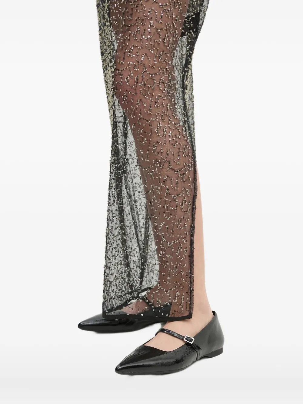 SAMSOE SAMSOE beaded mesh skirt - Zwart