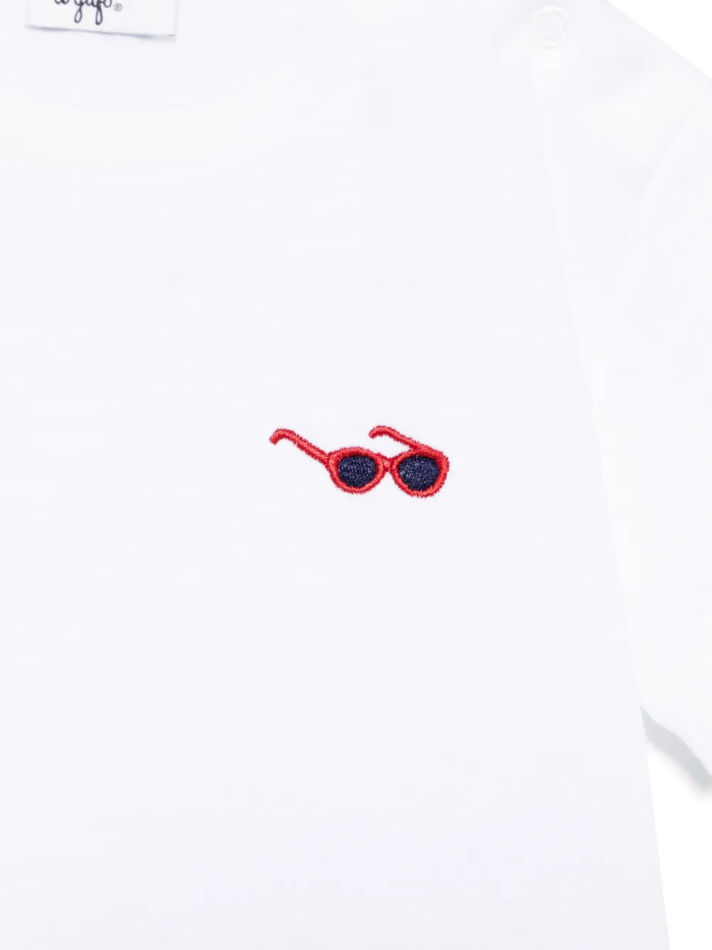 Il Gufo T-shirt met geborduurde zonnebril Wit