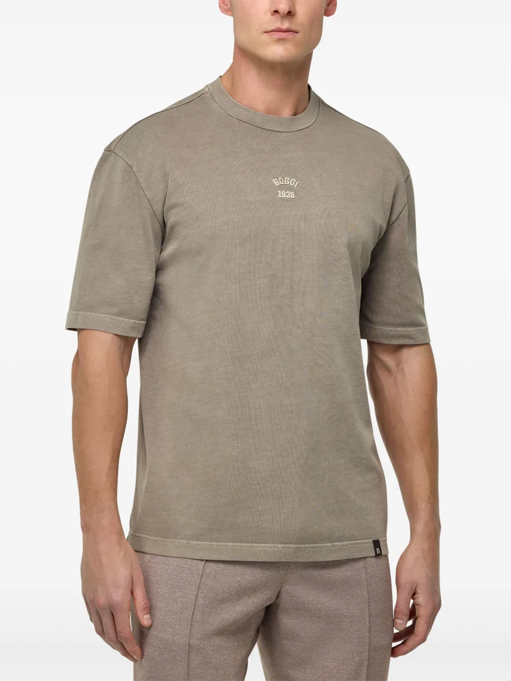 Boggi Milano Katoenen jersey T-shirt Bruin