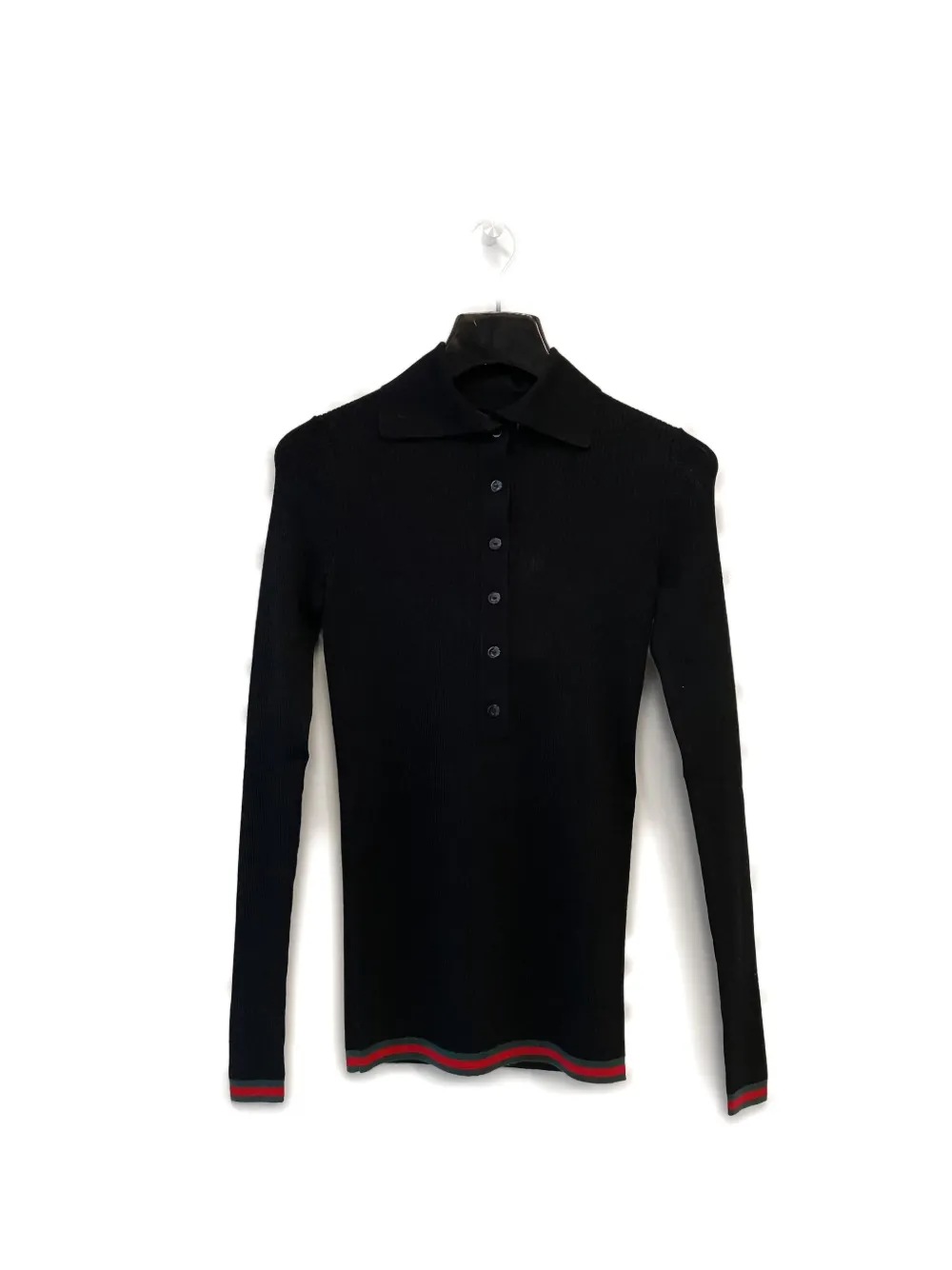 Gucci ribbed-knit buttoned polo shirt Zwart