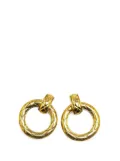 CHANEL Pre-Owned 1970-1980 Gold Plated Quilted Circle Drop Clip On Earrings costume earrings