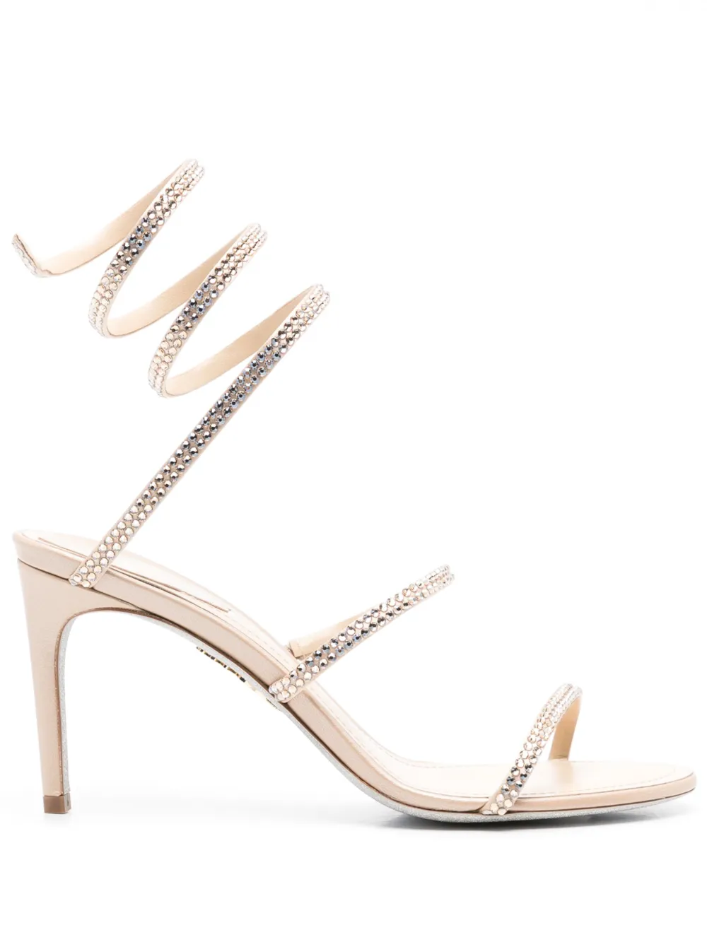 René Caovilla 80mm rhinestone-embellished sandals Neutrals