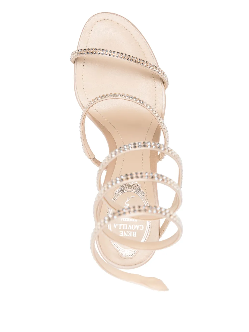 René Caovilla 80mm rhinestone-embellished sandals Neutrals