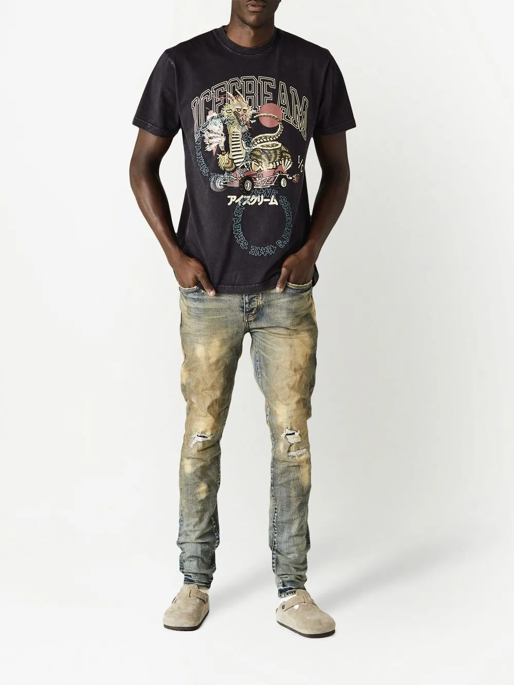 Purple Brand Gerafelde jeans Blauw