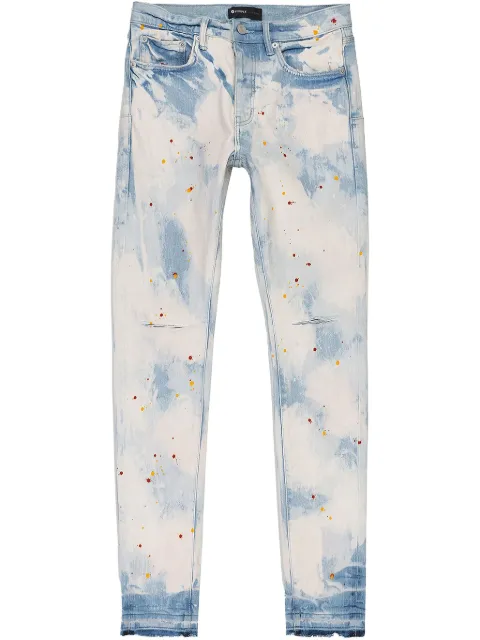 Purple Brand splatter-detail bleached "Blue" jeans