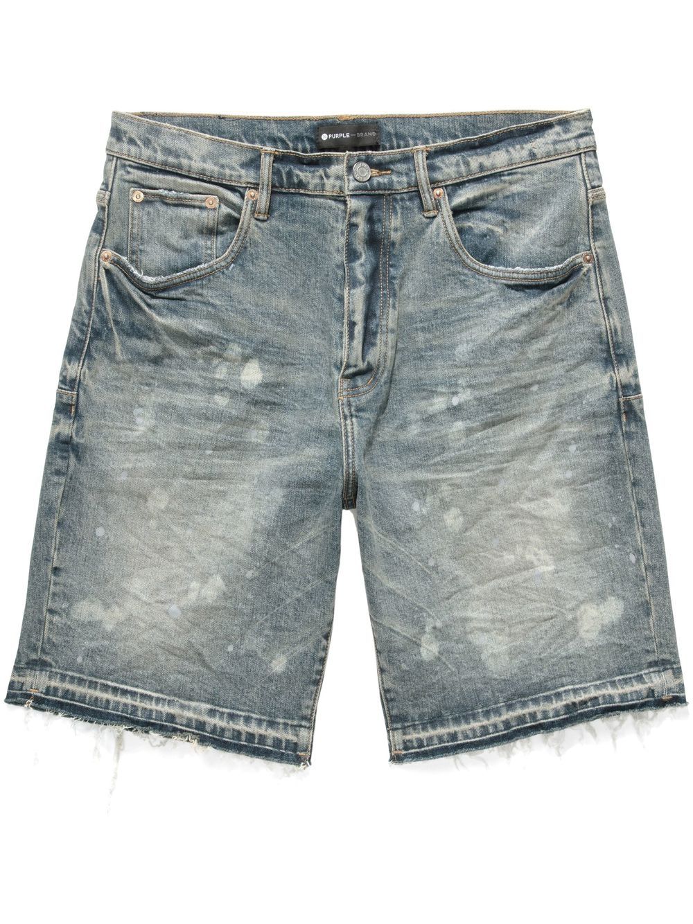 Purple Brand MID INDIGO ACID BLEACH RELAXED SHORTS "Blue"