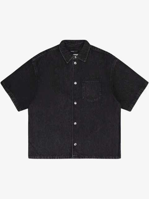 Purple Brand Kurzärmeliges "Black" Jeanshemd