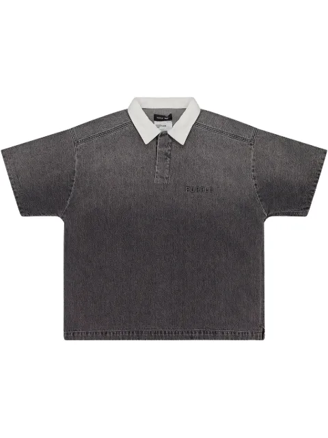 Purple Brand Black Poloshirt mit Logo-Prägung